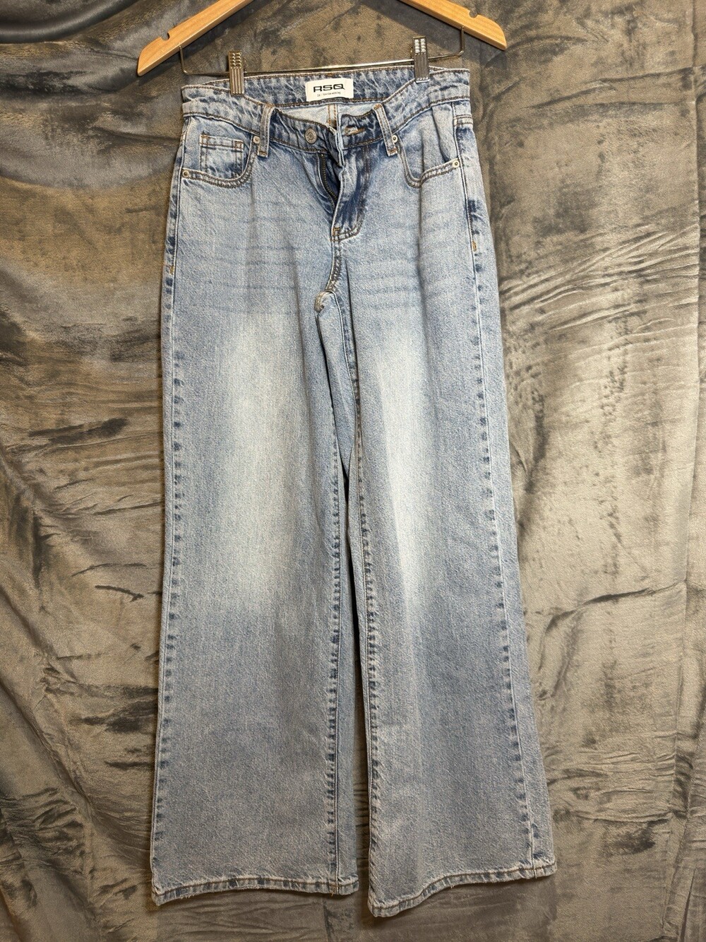 RSQ Women's Blue Low Rise Stretch Denim Wide Leg Jeans, Size 24